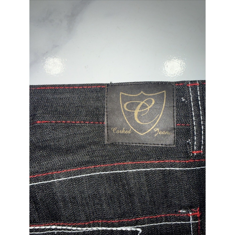 Corked Jeans‎ Shorts Mens 40x28 Black Denim Embroidered Pockets 100% Cotton - Picture 4 of 8